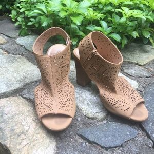 Tan Eyelet Heels
